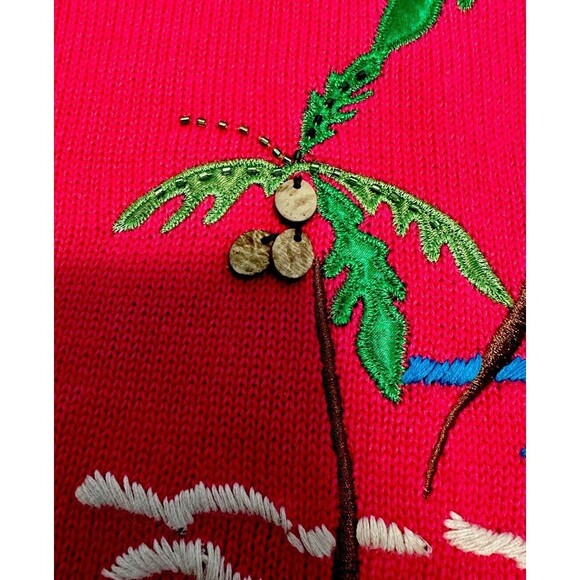 Breckenridge Womens Petite Cardigan Sweater Embellished Sailboats Tropical XL - Picture 5 of 10